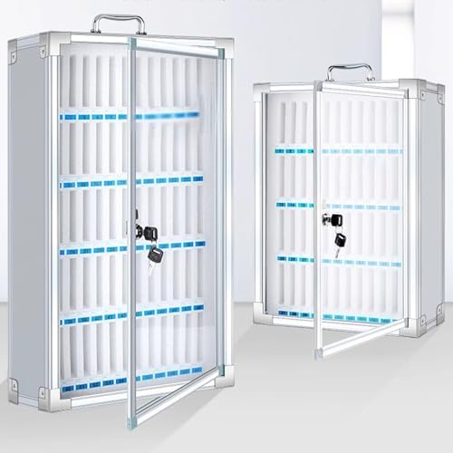 Portable Phone Locker Cabinet with Lock - 24 Slot Aluminum Alloy Security Storage for Mobile Devices in Offices & Schools - Durable, Compact, and Space-Saving Solution