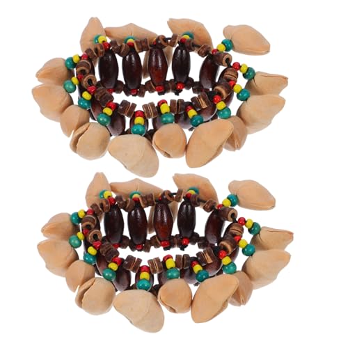 Cloche à Main Coquille de Noix Africaine Bracelet Tribal Léger pour Éveil Musical Enfants