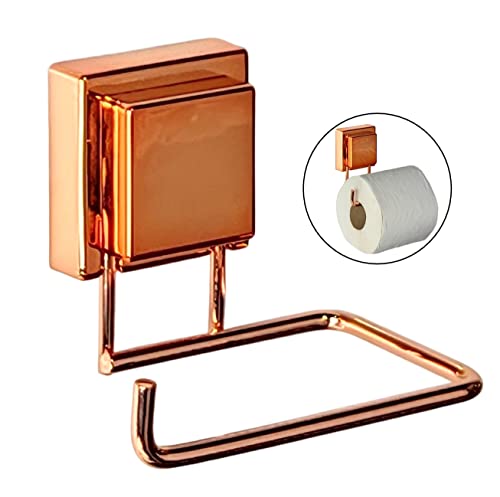 Kit Banheiro 2 Peças Suporte Porta Papel Higiênico Cabide Gancho Duplo Multiuso Ventosa Rose Gold -