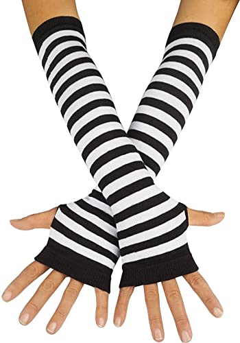 Image of Women's Long Knitted Fingerless Gloves Thumbhole Stretch Arm Warmers