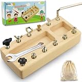 Inslat Montessori Screwdriver Board Set, Wooden Montessori Toy Tool for 3 4 5 Year Old Kids, Educational Screw Board Sensory Learning Toys STEM Fine Motor Skills Toys