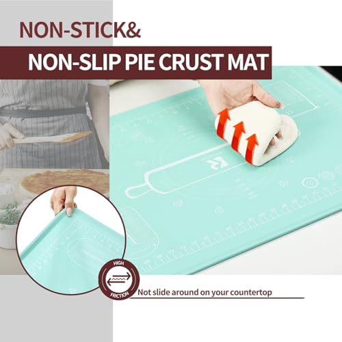 Silicone Baking Mat 20"L x 28"W, Extra Thick Dough Rolling Pad with Measurements and Edge Heightening, Non-stick Food Grade Silicone Pastry Mat for Pastry, Bread, Cookies by KitchenRaku - Image 3