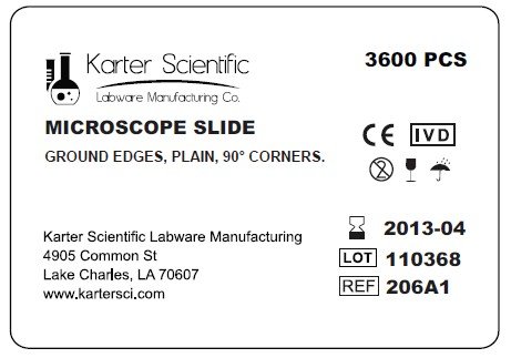Karter Scientific 206A1 Microscope Slides, Ground Edges, Plain, 90 Corners, 3x1, 72pk (Case of 3600)