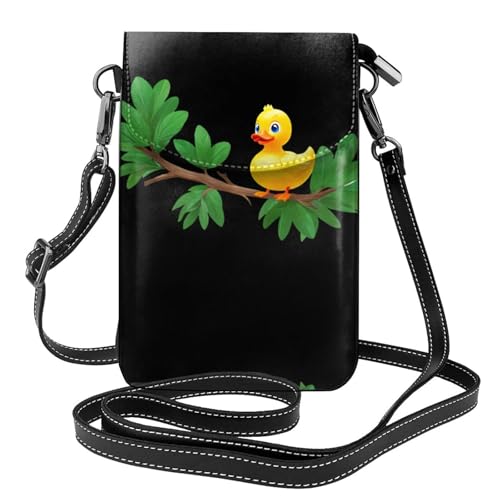 Sac téléphone en cuir raffiné imprimé canard et nature élégante