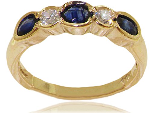 Letsbuygold 18K Yellow Gold Natural Sapphire And Diamond Womens Eternity Ring - Sizes 4 To 12 Available #TOP14