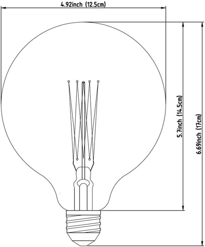 Pemberly Row Contemporary Filament Globe Light Bulb, Clear Glass, E26 Base, 40W, 5.5 in Height, Vintage-Style Design, Warm Ambient Lighting for Modern Light Fixtures