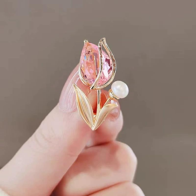 Image of Elegant Floral Brooch Pins for Women, Crystal Pearl Rhinestone CZ Flower Lapel Pin Wedding Party Exquisite Brooches and Pins for Women Ladies