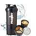 Produktbild Fadost Protein Shaker mit zwei Pulverfächern, Shaker Ball, auslaufsicher, BPA-frei, 600ml