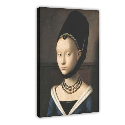 Impression sur toile Portrait d'une jeune fille par Petrus Christus cadre suspendu 20x30 cm