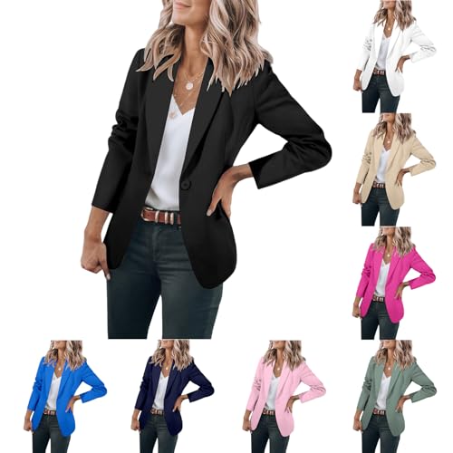 Blazers for Women Lapel Open Front Long Sleeve Suit Jacket Fall Lightweight Work Office Blazer Solid Color Suit Coat