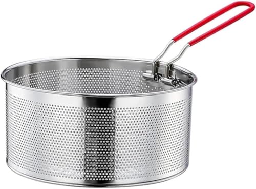 YEENAIV Panier à frites, panier à frire, pot à frire avec passoire en acier inoxydable, panier à pâtes avec poignée, panier à pâtes en acier inoxydable