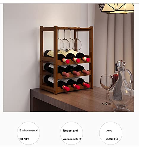 Soporte para 9 botellas de vino de madera de 3 niveles miniatura 4
