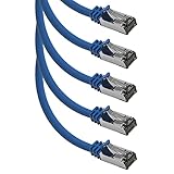 Beszin [50 Micron Gold Plated] 0.5Ft Cat.8 S/FTP Shielded Ethernet Network Cable Blue 26AWG- 5 Pack