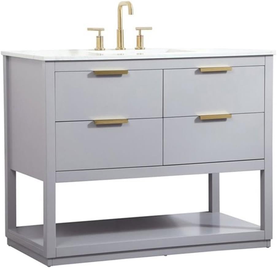 Elegant Decor Larkin 42" Solid Wood MDF Single Bathroom Vanity in Gray
