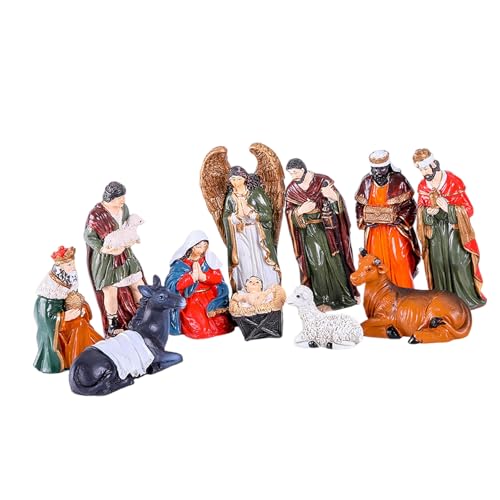 MLWSKERTY 10cm Nativity Scene Holy Family Figurines Statue Set for Christmas Indoor Tabletop Decoration and Religious Giving