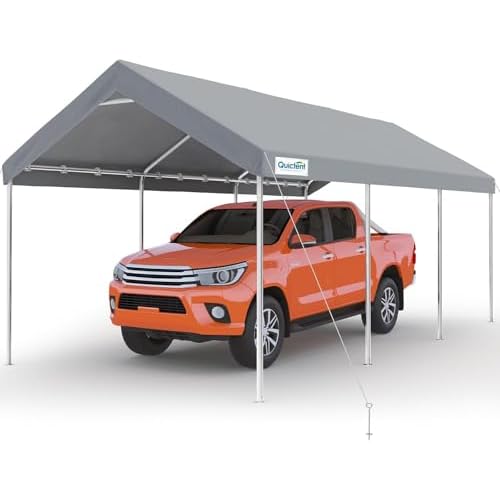 Quictent 10x20 ft Heavy Duty Carport Canopy Galvanized Car Tent Outdoor Garage Boat Shelter with Reinforced Structure, with Hanging Edge - Gray Gray 1