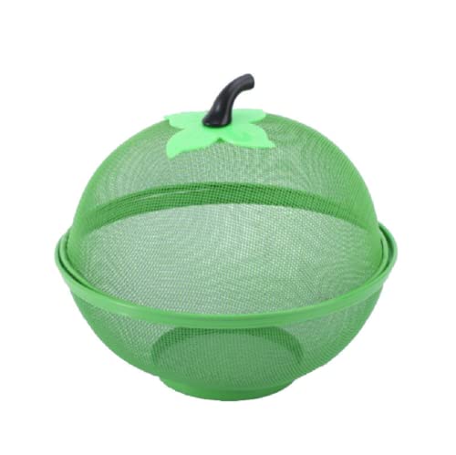 JUNYFFF Frutero, Cesta Metalica De Frutas con Tapa - Frutero con Tapa Antimoscas - Rejilla para Alimentos - Cesta para Verduras - Frutero - 28Cm,Verde