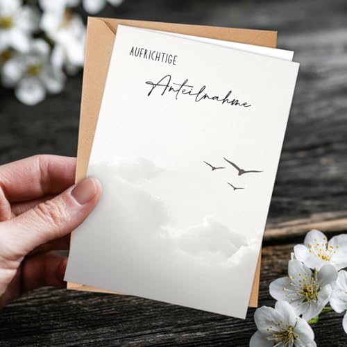 Trauerkarten mit Umschlag 12er Set, Hochwertig Beileidskarten Klappkarten, Trauerkarte Beileidskarte mit Spruch Schreiben