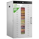 NutriChef 20 Layer Commercial Food Dehydrator Machine - Includes 20 Stainless Steel Trays, Built-in Digital Timer and Temperature Control, Ideal...