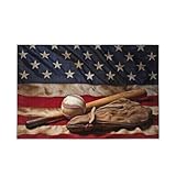 Kigai Baseball American Flag 500 Pieces Wooden Jigsaw Puzzle for Adults Teens Kids, Fun Family Game for Holiday Toy Gift Home Decor