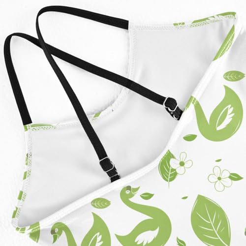 senya Girls Swimsuits One-Piece Swimwear Tie Bathing Suit Beach Summer Round Neck 5-6T Green Swans Leaves Flowers4