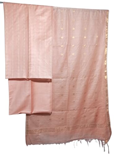 Image of STB-SILK TEXTILES BHAGALPUR Women's Bhagalpuri Cotton Silk Unstitched Salwar Suit Dress Material With Dupatta