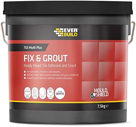 Everbuild 703 Fix and Grout Tile Adhesive, Brilliant White, 1.5 kg