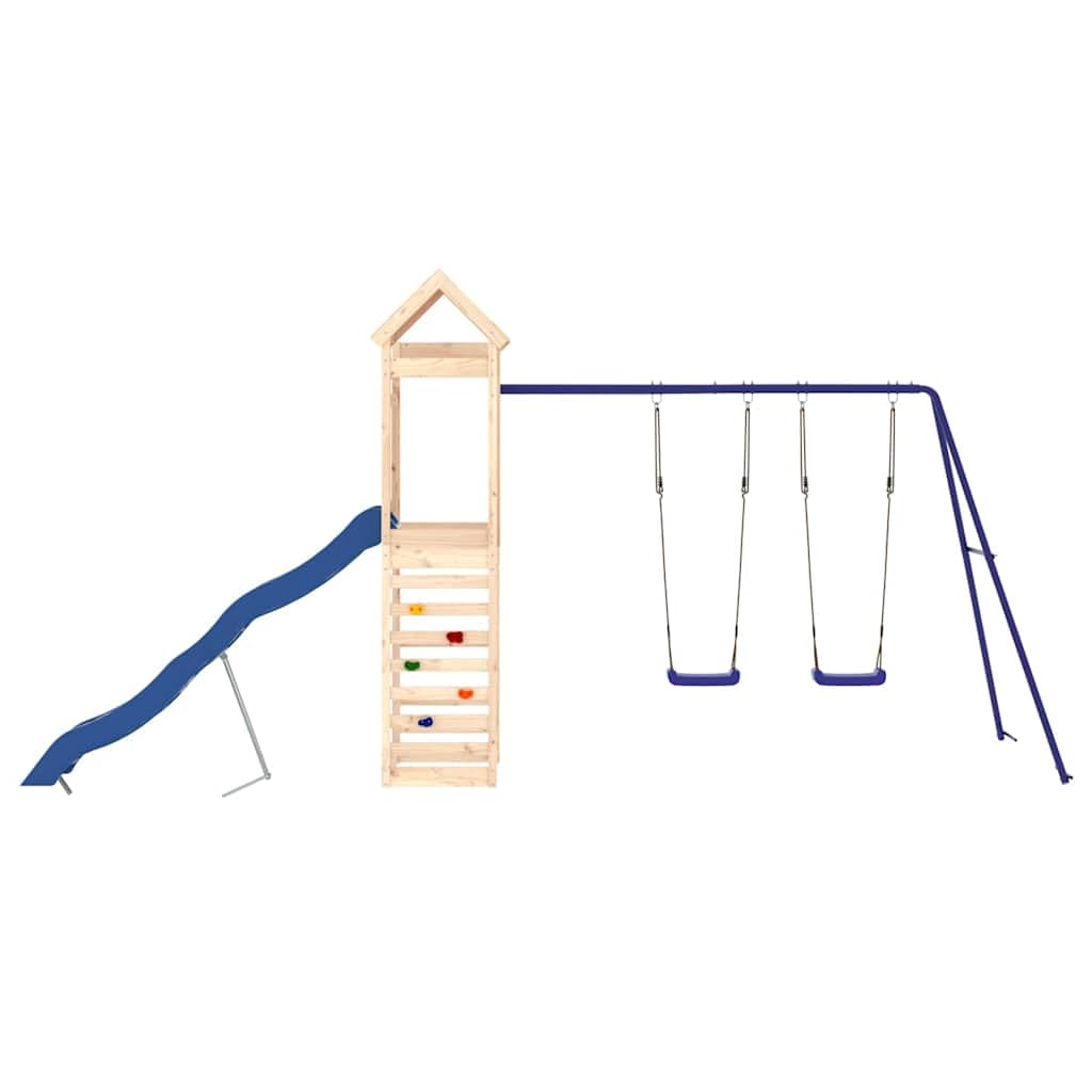 Torre da gioco in legno di pino massiccio con scivolo ondulato, doppia altalena e sabbiera, per giardino e cortile, piattaforma da 118 cm, per bambini da 3 a 8 anni, 478 x 185 x 239 cm
