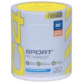 Cellucor C4 Sport Pre Workout Powder Blue Raspberry - Pre Workout Energy with 3g + 135mg Caffeine and Beta-Alanine Performance Blend - NSF Certified for Sport | 30 Servings