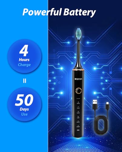 Beutxia 101 Sonic Electric Toothbrushes For Adults, 8 Brush Heads Electric Toothbrush With 37000 Vpm Deep Clean 6 Modes 18 Gear, Rechargeable Toothbrushes Fast Charge 4 Hours Last 50 Days thumb #7