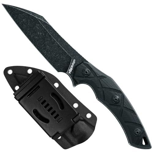 Fox Edge Lycosa FE-018 Fixed Blade Knife 4.92in 8Cr13MoV Wharncliffe Full Tang Blade G10 Handle Kydex Sheath Outdoor Survival Camping Knife (Black)