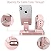 BENTOBEN 3-in-1 Charging Stand, Universal Charging Dock Station for Airpods 2/1 Apple Watch Series 6/5/4/3/2/1 iPhone 15 14 13 12 11 Pro SE XS Max XR X 8 7 6 Android Phone iPad Tablet, Rose Gold