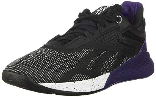 Reebok Men's Nano X Cross Trainer, Black/White/Mystic Orchid, 9.5 M US