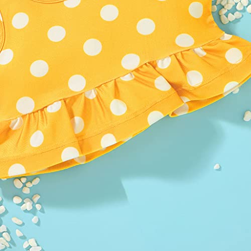 Luzozezo Toddler Baby Girls Summer Swimsuit Sleeveless Yellow Polka Dot Swimwear 2-Piece Bathing Suit Beach Bikini #TOP4