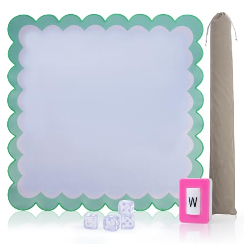 Mahjong Mat for Table 31.25"x31.25" - Anti-Slip American Mahjong Mat with Carrying Bag, Dice & Wind Indicator, Noise-Reducing Table Cover for Mahjong Poker Board Games, Light Blue by REFARICO - Used condition - US$15.07