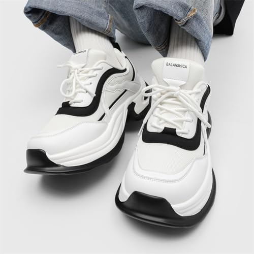 Men's Trendy Running Shoe Platform Chunky Walking Sneakers Breathable Mesh Comfy Lightweight Fashion Casual Tennis Dad Shoes (Silvery,8)3