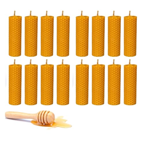 BESOULS 16 candele al miele d'api | Rituale magico di buona fortuna 11/22 + QR con contenuto digitale | 100% cera naturale | fatte a mano | senza paraffina 10 x 2 cm (16)