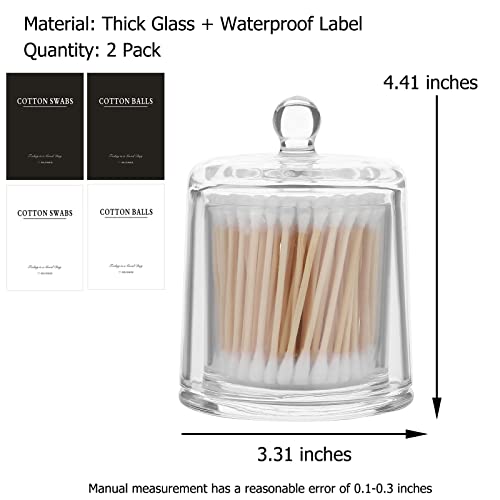 rejomiik-2-Pack-Qtip-Holder-Thick-Glass-Apothecary-Jars-with-Lid-for-Bathroom-Accessories-Vanity-Organizers-and-Makeup-Storage-for-Cotton-Ball-Swabs-Makeup-Sponges-Candy-Jewelry-Clear-Bathroom-Caniste