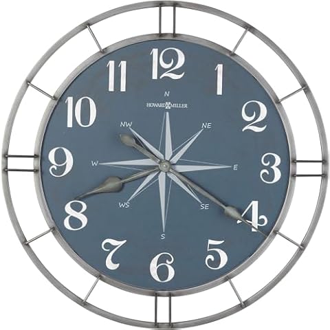 Howard Miller Stambaugh Dial Oversized Wall Clock II 549-482 – Aged Silver Finished Wrought Iron Metal, Aged White Arabic Numerals, Contemporary Home Décor, Quartz Movement Cover