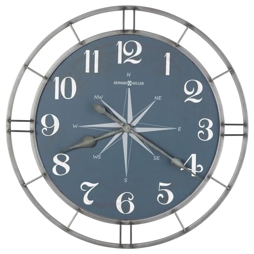 Howard Miller Stambaugh Dial Oversized Wall Clock II 549-482 – Aged Silver Finished Wrought Iron Metal, Aged White Arabic Numerals, Contemporary Home DÃ©cor, Quartz Movement