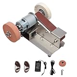 Schleifbock, Elektro-Rollschleifer, Mini-Bandschleifer mit 20 Schleifriemen, 7-stufig einstellbarer...