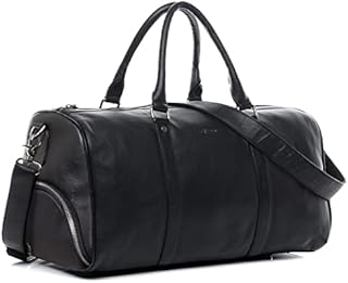 BACCINI Travel Bag Holdall Florian Large Duffel Bag Real Leather 52 cm Weekender Duffle Leather Bag Women Men Unisex Black