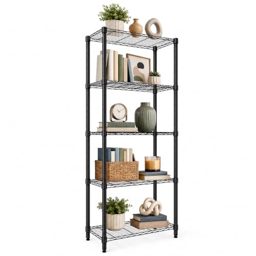 5-Tier Large Capacity Storage Shelves Adjustable Carbon Steel Shelving Unit