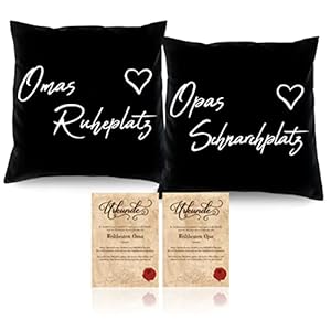 Soreso Geschenk für Oma und Opa zu Weihnachten 2er Kissen-Set / Omas Ruheplatz / Opas Schnarchplatz Geschenkidee Set…