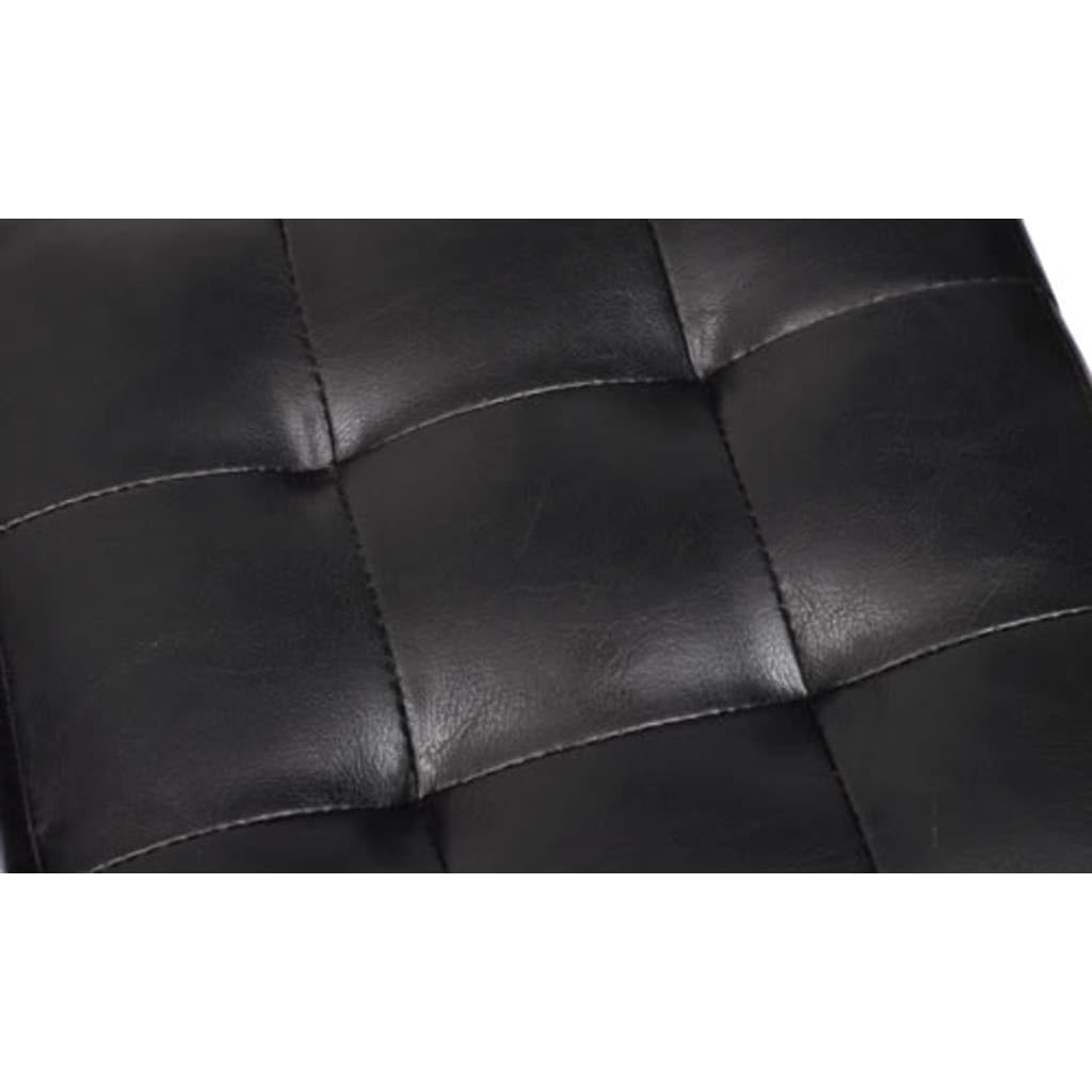 Pouf Cube Capitonné Noir Similicuir Salon Canapé Siège Repose-Pied vidaXL