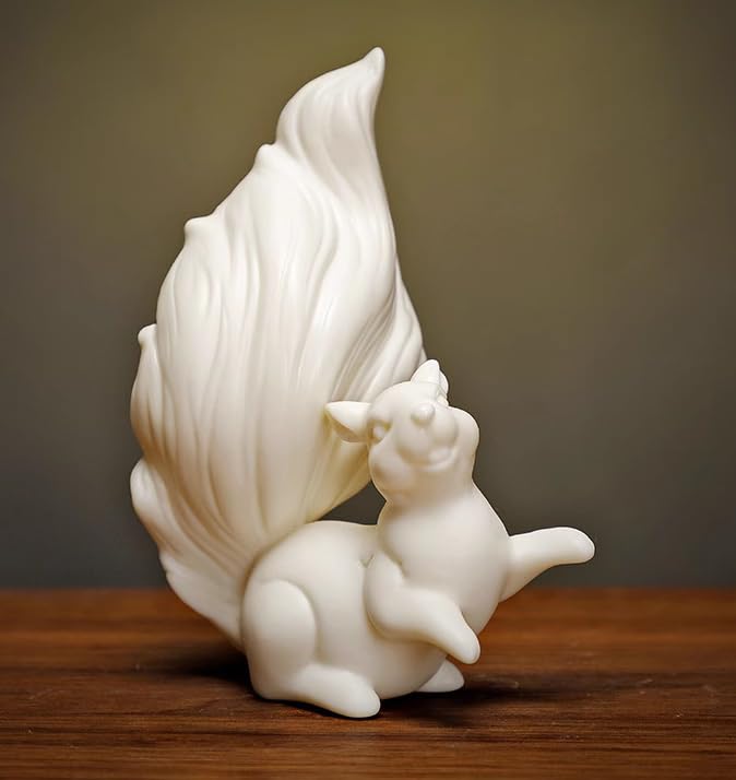 Ornement en céramique écureuil Blanc Sculpture en Porcelaine Artisanale décoration de Maison Bureau Cadeau de Mariage