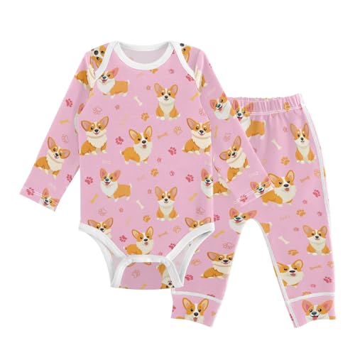 vvfelixl Baby Bodysuits Pants Sets Cute Dogs Bones Paws Long Sleeve Baby Onesie Clothes for Boys Girls 3-6M