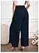 BEAUDRM Women's Maternity Elastic High Waist Pants Knot Front Wide Leg Pregnancy Pants Navy Blue Small