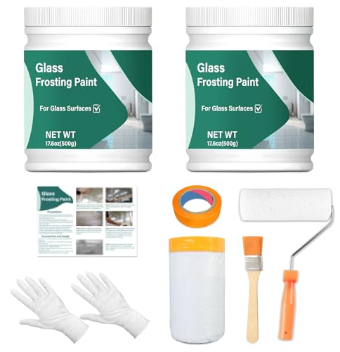 35oz Frosted Glass Paint, Frosted Paint for Glass Provides a Translucent Frosted Finish to Glass Surfaces, Suitable for Glass Doors and Window Surfaces in Offices, Bathrooms and Kitchens(with tools)