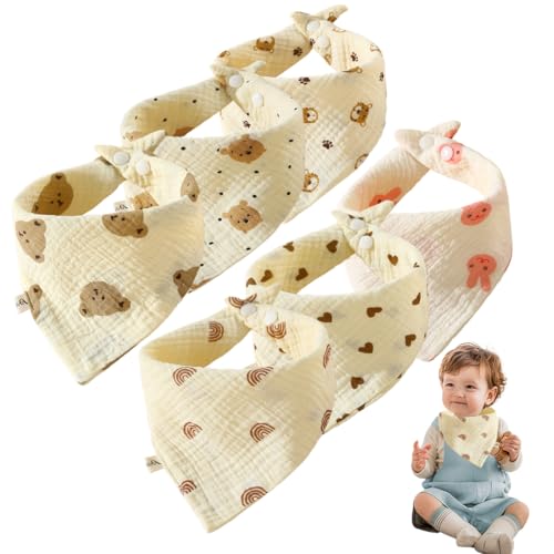 Mousseline Bébé Bavoirs,6 Pièces,Bebe Nouveau Né Bandana,Foulard Bavoirs Bebe Réglables Doux Pour Garçons et Filles,Coton Doux Absorbant Respirent les nourrissons